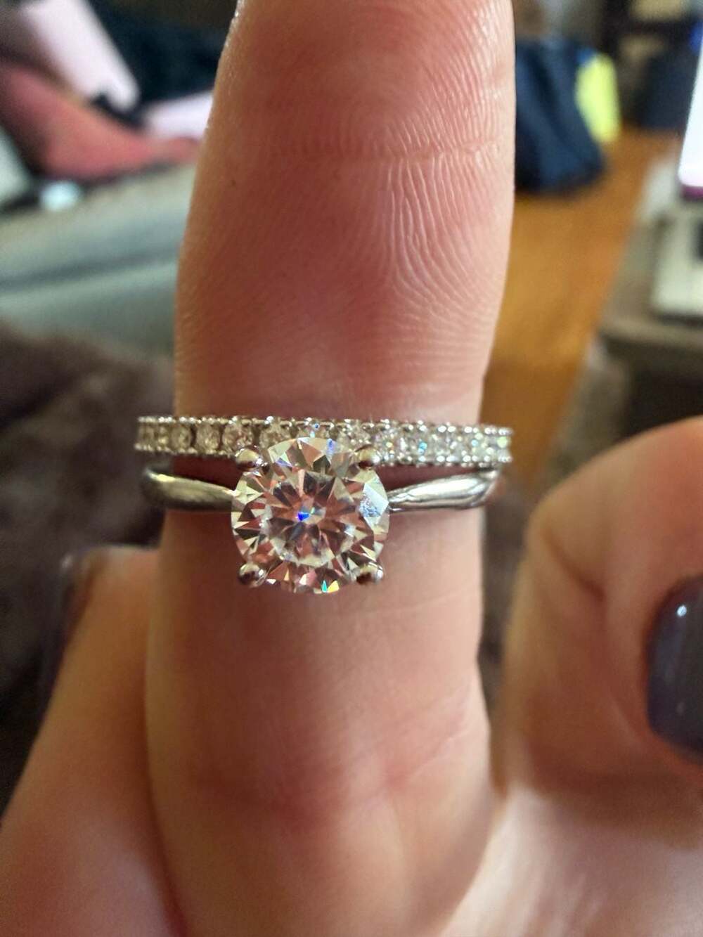 Jays Jewels 925 Silver Moissanite Bridal Ring Set 1.04CT VVS D-Color - Size 6